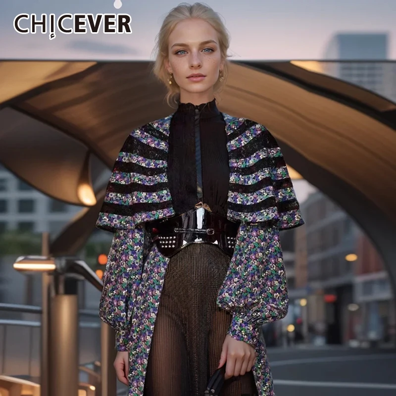 CHICEVER Mminimalist Shirt For Women Round Neck Lantern Sleeve Patchwork Bowknot Temperament Popular Blouse Female Autumn New