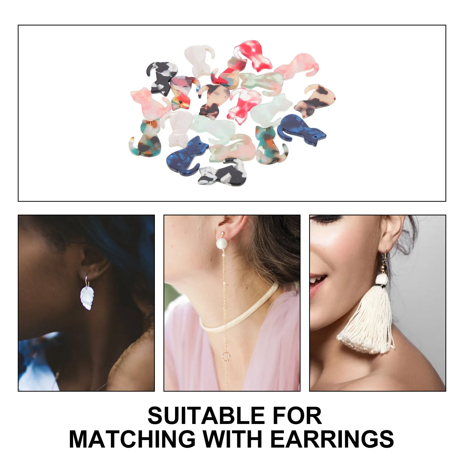 귀여운 고양이 펜던트 20개, 내구성 있는 키체인 참, 귀걸이 제작 DIY 펜던트, 가방 액세서리, 키체인 액세서리