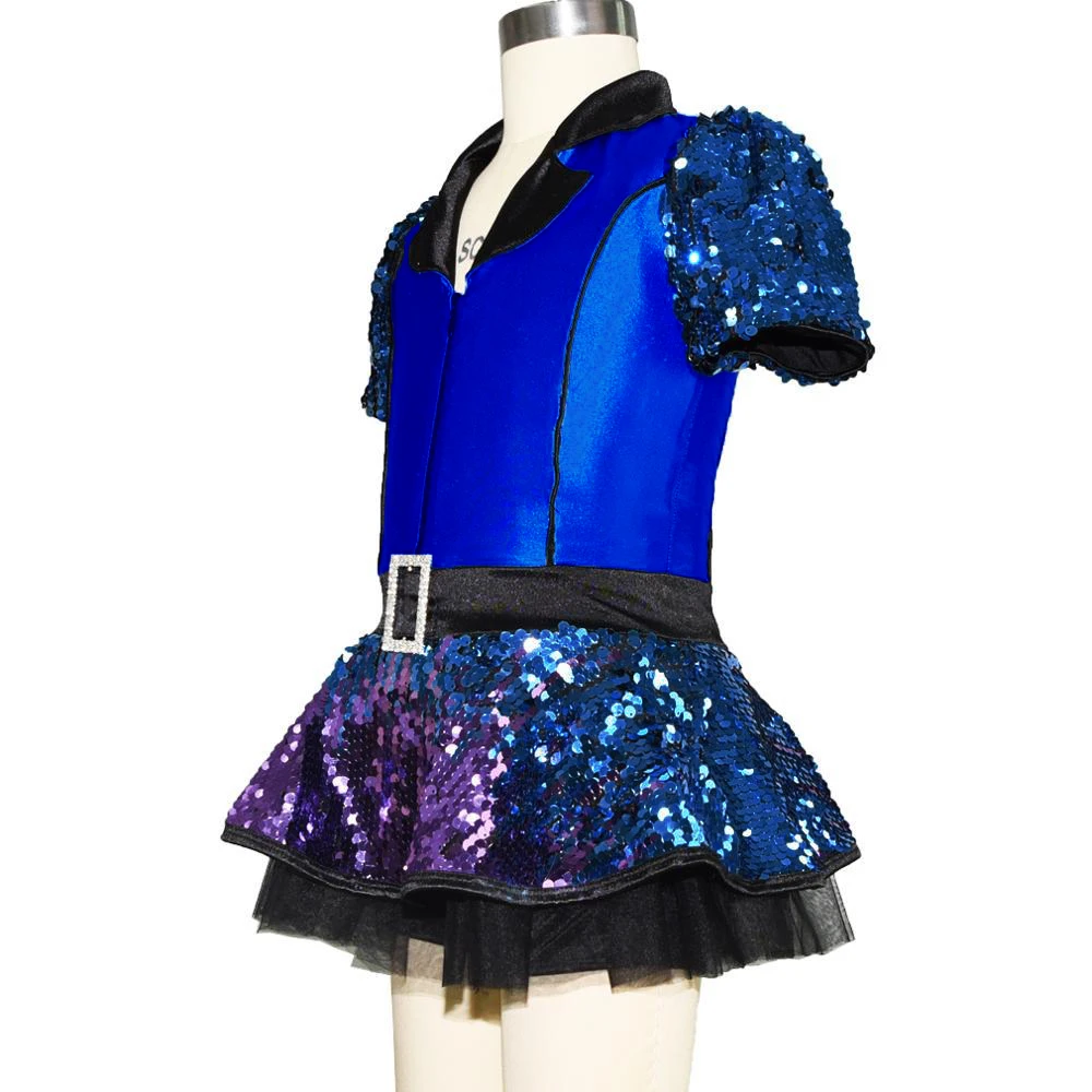 Jazz Dance Costume Customized Dance Competition Wear Dress for Girls kid blue Stage competition Performance Dance Wear