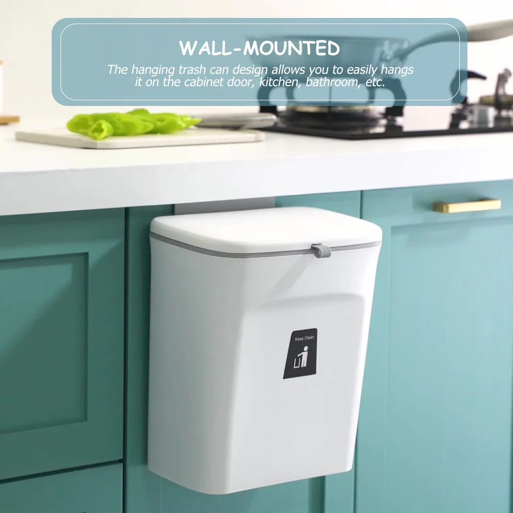 

Kitchen Compost Bin Indoor Compost Bucket Hanging Trash Can Lid Garbage Bin Wall-mounted Waste Bin