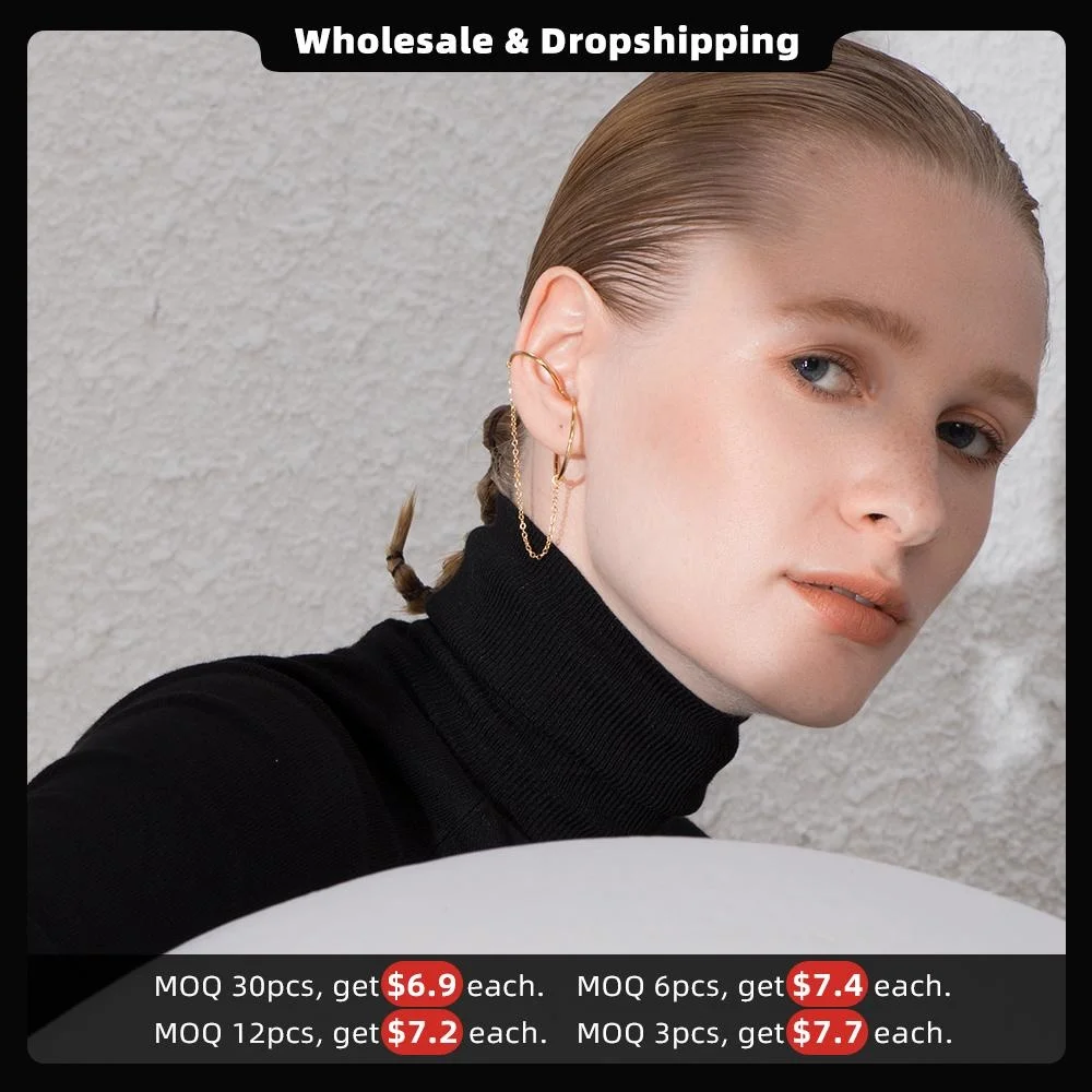 Curve Line Ear Cuff Clip On Earrings For Women Gold Color Big Earcuff Earings Without Piercing Jewelry Kolczyki E1124