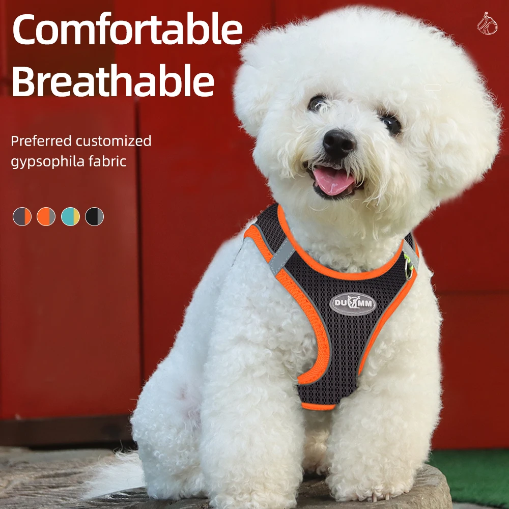 MADDEN Dog Harness Clothes Vest Chest Cat Collars Rope Small Dogs Reflective Breathable Adjustable Outdoor Walking Pet Supplies