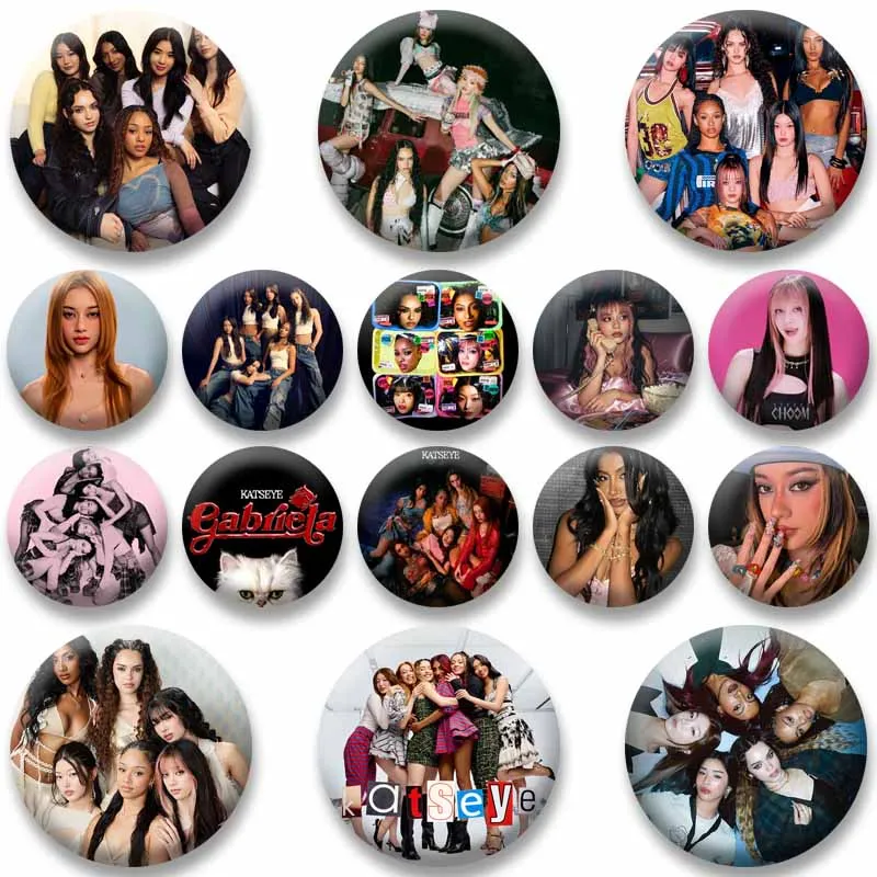 K-KATSEYE Band Badge on Backpack Accessories Music Girls Group Enamel Pins Round Brooches Clothes Bag Decor Jewlery Friend Gifts