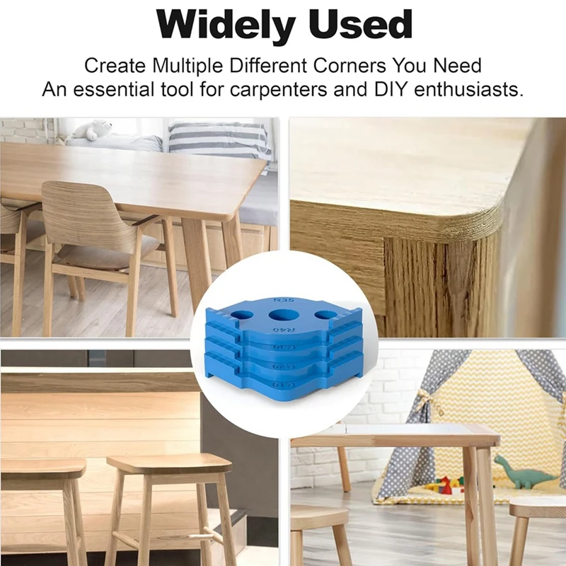 반경 지그 라우터 템플릿 4개, 코너 반경 라우팅 템플릿, 고경도 ABS+CNC 라우팅 둥근 모서리 라우터 내구성