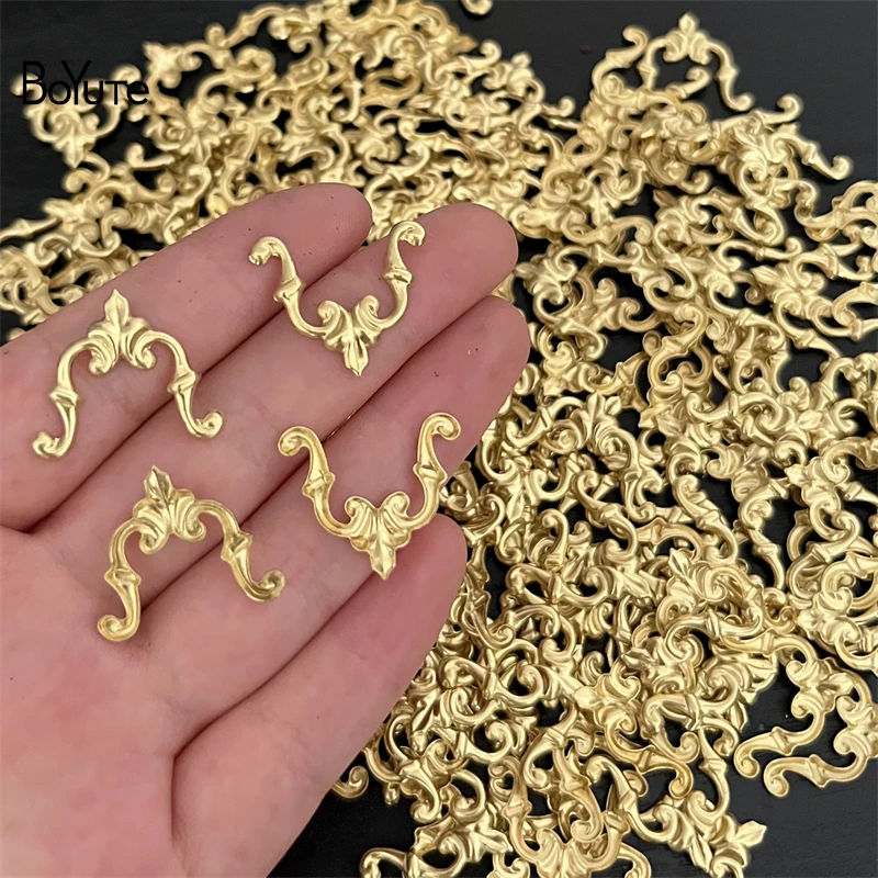 BoYuTe (200 Pieces/Lot) 22*19MM Metal Brass Filigree Plate Materials Diy Handmade Jewelry Findings Components Factory Wholesale