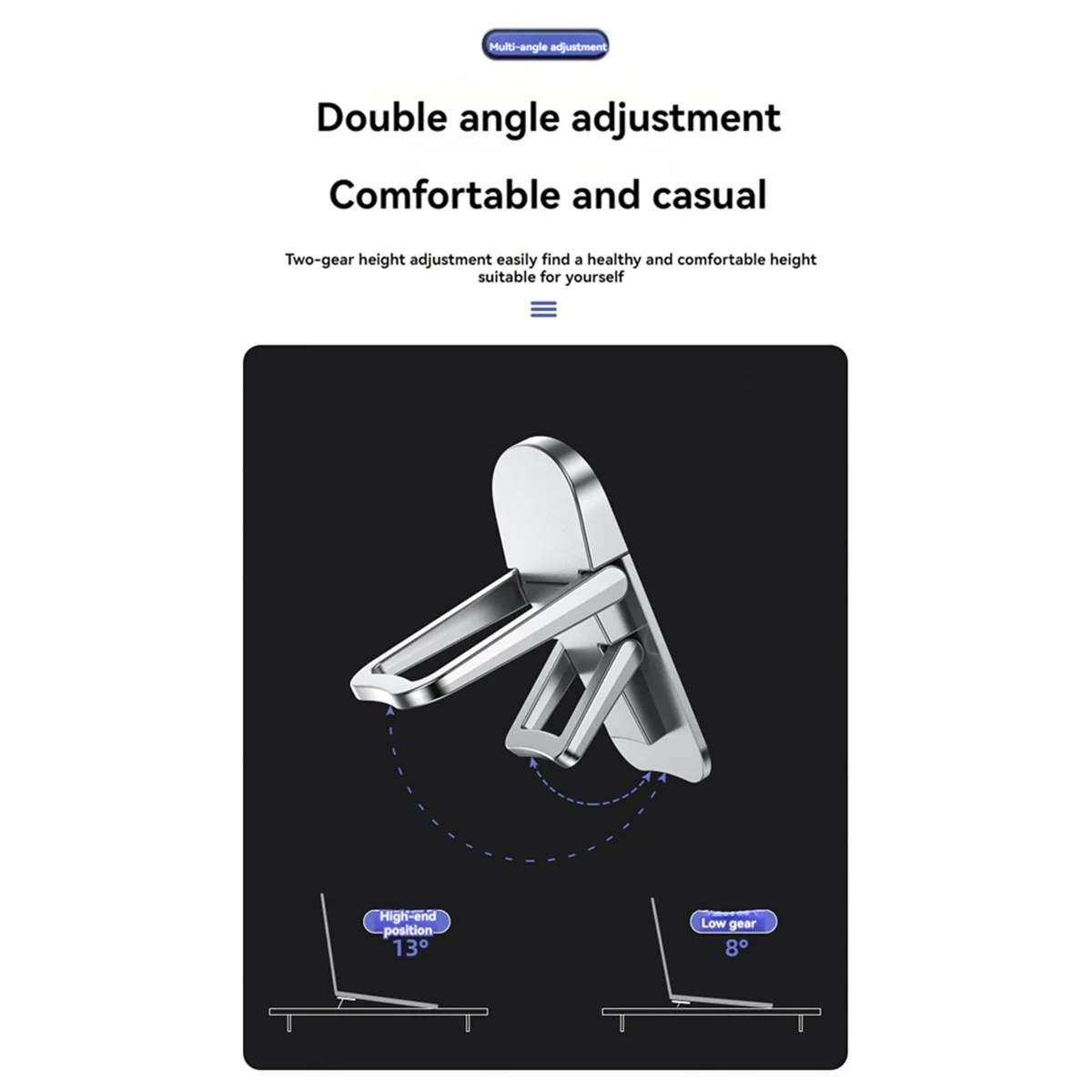 ที่เพิ่มความเย็นขาตั้งแล็ปท็อปขนาดเล็กแบบพกพาที่ยกขาตั้งแล็ปท็อปที่มองไม่เห็นพับได้สำหรับแล็ปท็อปแท็บเล็ตคีย์บอร์ดทองคำสีกุหลาบ