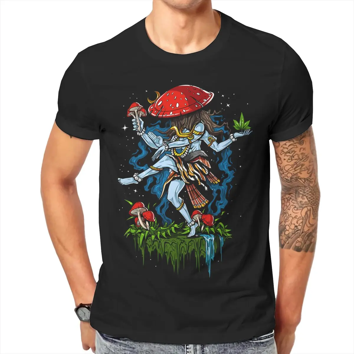 Shiva Unique TShirt Magic Mushroom Top Quality New Design Gift Idea  T Shirt Short Sleeve Ofertas