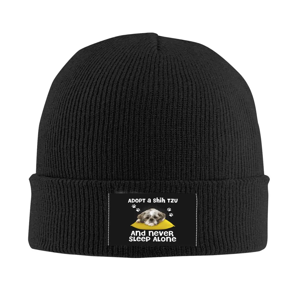 Adoptar un ShihTzu y nunca duermás solo Skullies gorros gorros de invierno cálidos hombres mujeres sombrero de punto Unisex adulto amante de los perros sombreros
