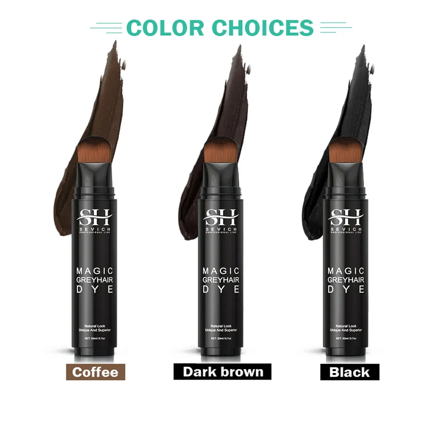

Sevich 20ml Temporary Hair dye pen 3 Colors Instant Hair Color Modify Lequid Stick One-Time Cover Up White Hair Color
