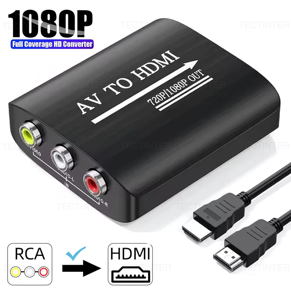 Support HD 1080P RCA AV to HDMI Adapter Converter for PS2/PS3/Xbox One/WII/N64 Game Console With USB Cable Accessories