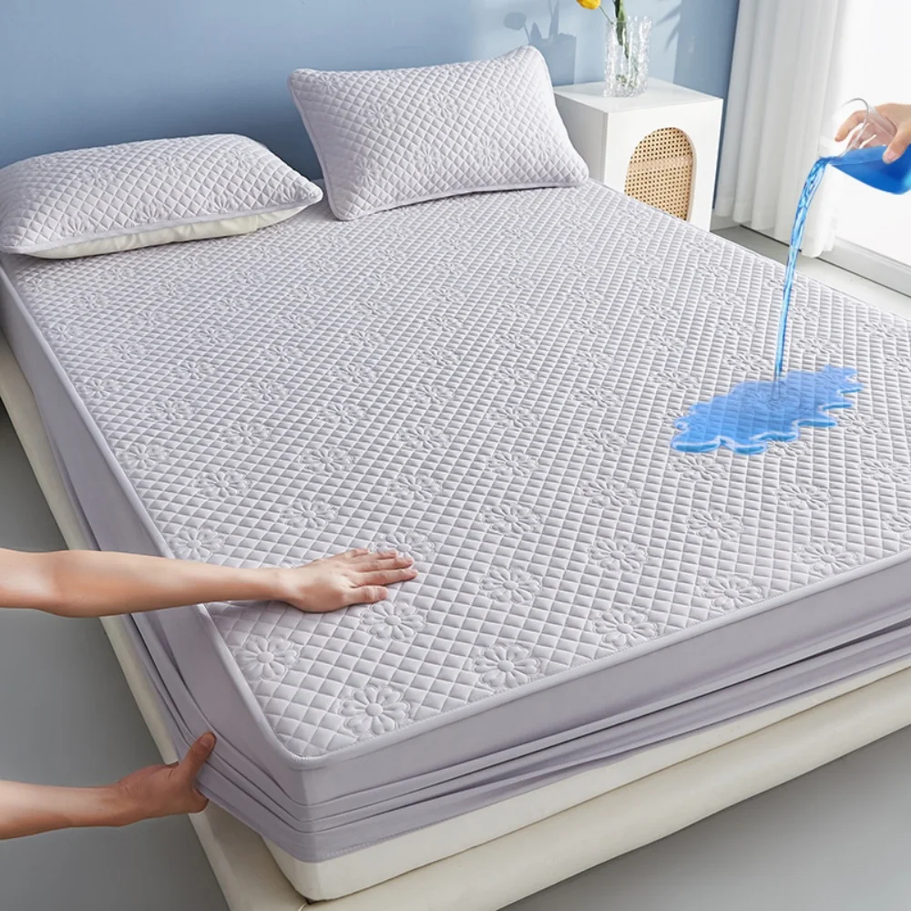 

Class A 100% Waterproof Thickened Mattress Cover Solid Color Mattress Protector Bedding Bedspread Twin Full Queen Size Bed Cover