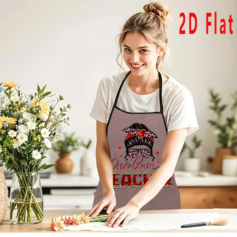 

1pc 2D Flat Romantic Heart Print Apron, 60x80cm, Kitchen/Restaurant Apron, BBQ Apron, Durable and Easy to Clean