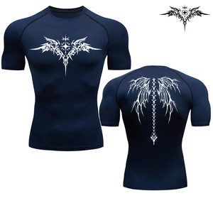 تي شيرت ضغط للجري بطبعة أنيمي رجالي, سريع الجفاف, ملابس رياضية للياقة البدنية, رياضات رياضية, كم طويل, بلوزة قابلة للتنفس, كاجوال, S-3XL أفضل 8 قميص كمال أجسام أنيمي مبيعا - No3