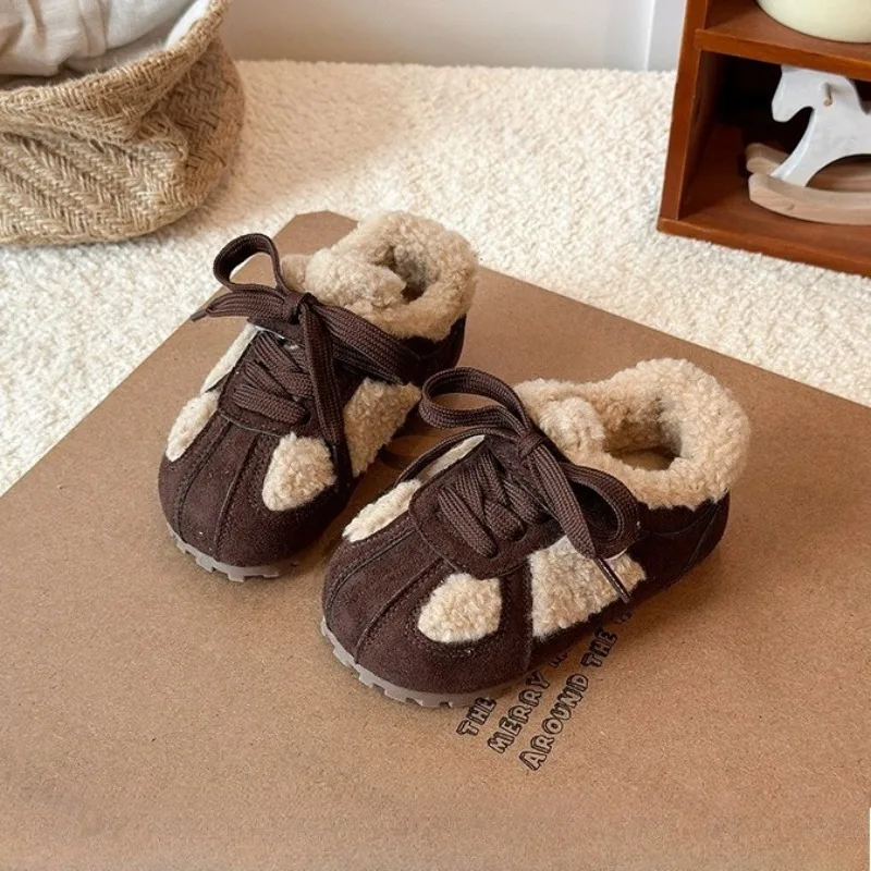 الفتيات ريترو ليوبارد الدافئة شعر منخفض أعلى حذاء كاجوال 2025 الشتاء الأطفال موضة تنوعا أفخم أحذية رياضية قطنية مريحة #5