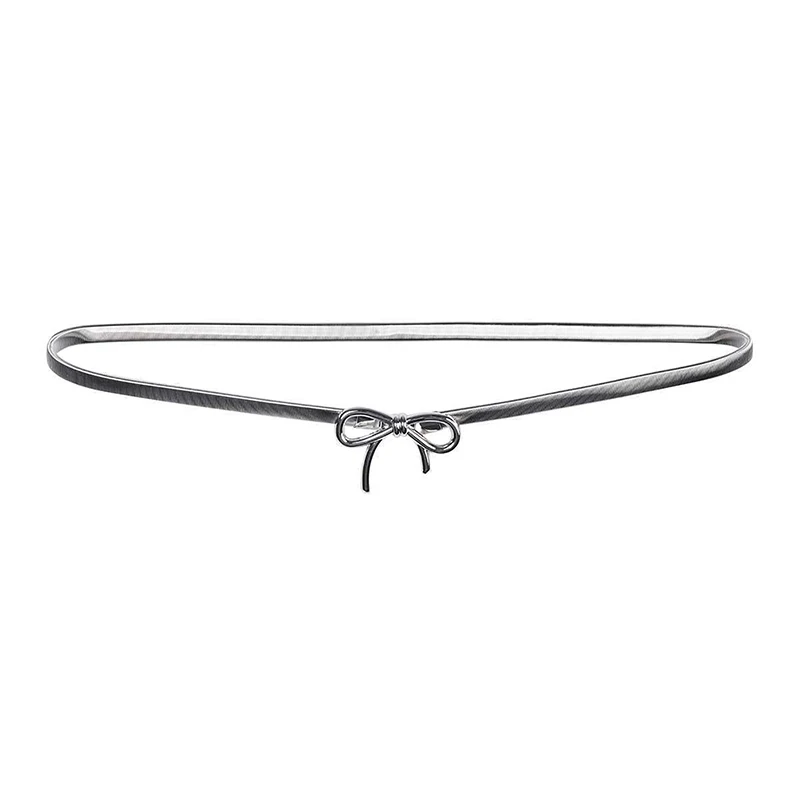 Ins Metal Bow Knot Belt para mulheres, força elástica, ajustável, Y2k, vintage, saia, calças, acessórios de verão, menina, metal