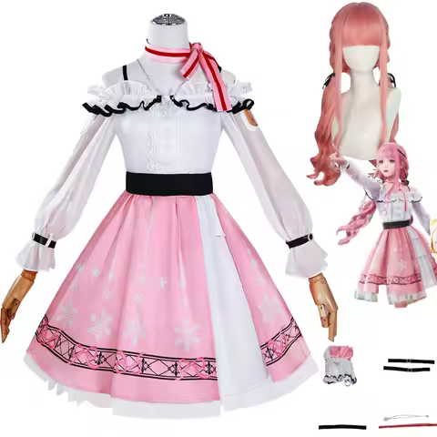 Game Nikki Cosplay Costume Anime Infinity Nikki Wig Sweet Pink Lolita Dress Cute Halloween Party Outfit for Women Skirt Suit