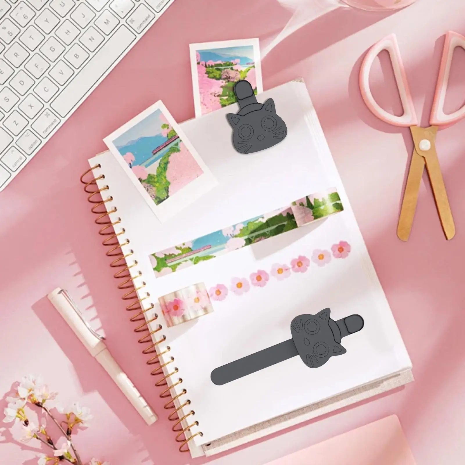 고양이 책갈피 자석 실리콘 홀더 도구 청소년을위한 동물 책갈피 교사 독서 애호가 소설 만화 요리책 문서