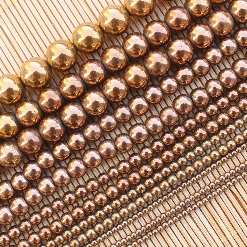 Mini. order is $7! 2-12mm Bronze copper Plating Hematite ironstone Round Spacer DIY Loose Beads 15\