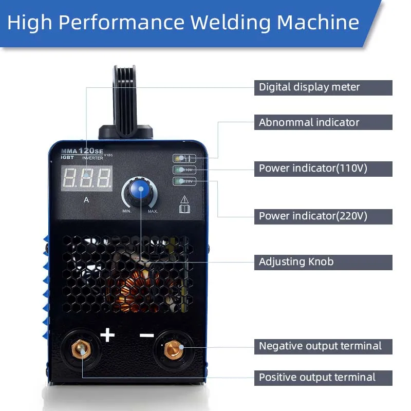 RILAND 110/220V spawarka łukowa spawarka kijowa ze sterowaniem synergicznym, mini spawarka z cyfrowym wyświetlaczem LCD dla początkujących w domu