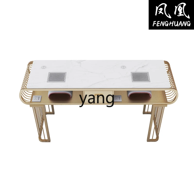 CX Light Luxury Nail Table with Socket Vacuum Cleaner Single Double Three-Person Marble Nail Table