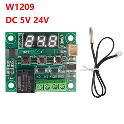 W1209 DC 5V 24V Heat Cool Temp Thermostat Temperature Control Switch Temperature Controller Thermometer Controller White Light