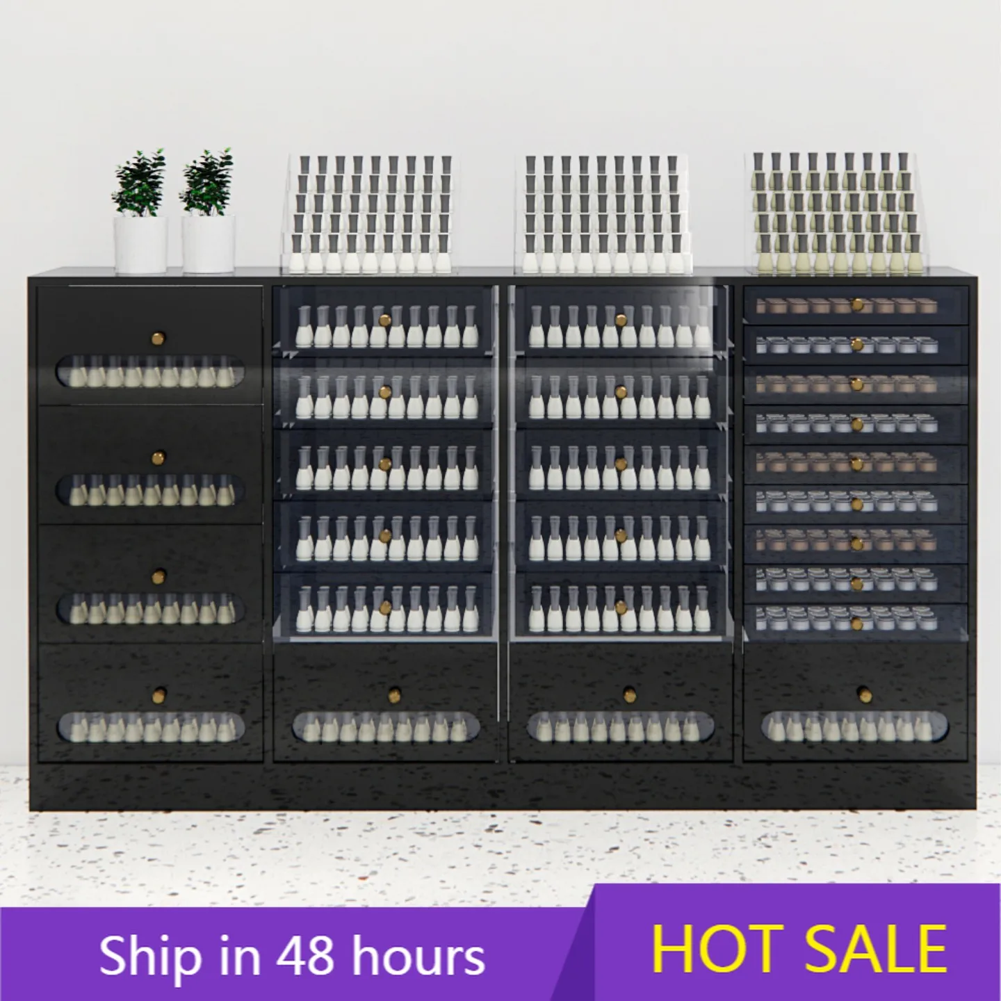 

YTYIN Yicheng Beauty Wholesale New Floor Stand Nail Polish Display Rack Beauty Product Display Cabinet Nail Art Salon Display St