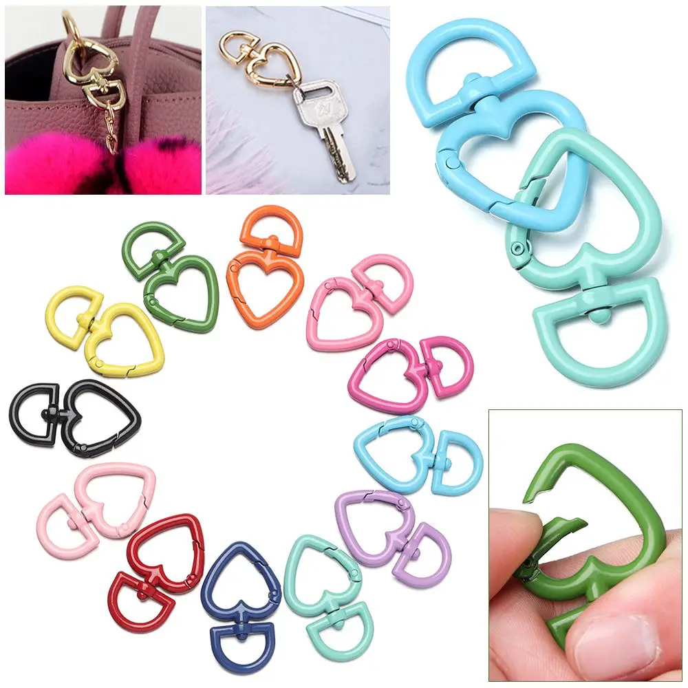 

13 Colors Zinc Alloy Hooks Heart Style Snap Clasp Clip Bag Belt Buckle Spring Ring Buckles Purses Handbags Carabiner