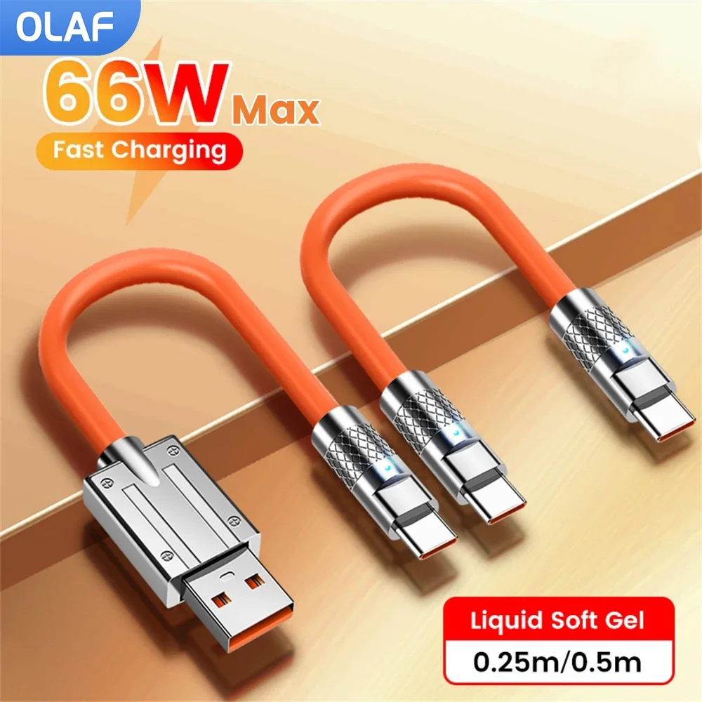 66W 25CM 50CM Short Cable USB Type C to Type C Cable Super Fast Charging Data Cord  For iPhone 16 15 Power Bank USB C Cable Wire