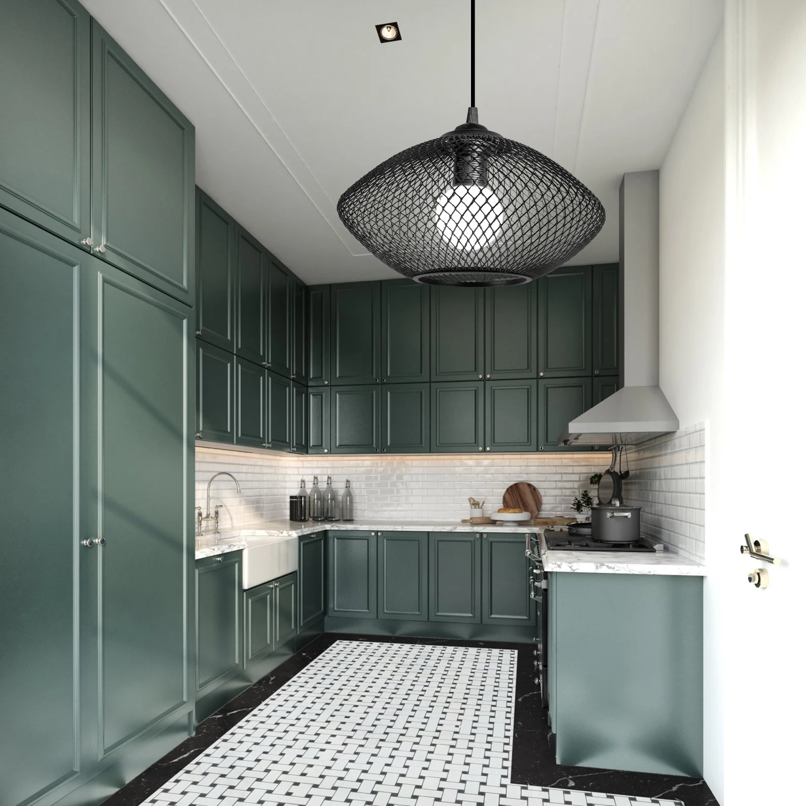 

Retro Wrought Iron Lampshade Industrial Wire Mesh Hollow Out Metal Ceiling Chandelier Cage Black Decorative Pendant Light Cover