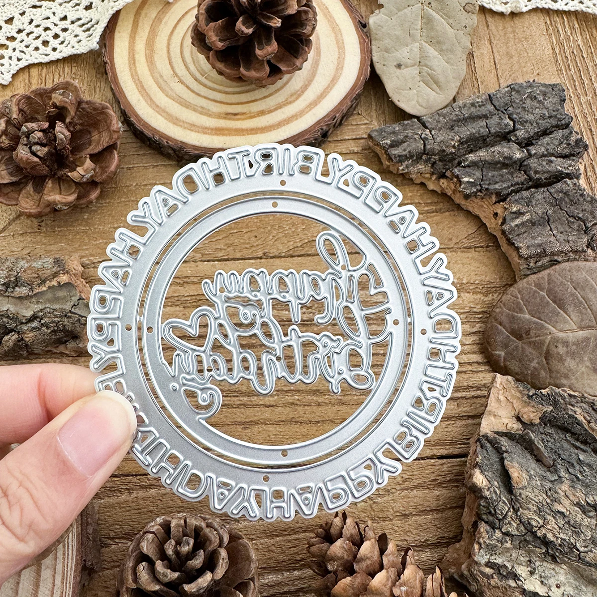 Original HAPPY BIRTHDAY Circle Round Frame Words Metal Cutting Dies Scrapbooking Decorative Embossing DIY Paper Cards