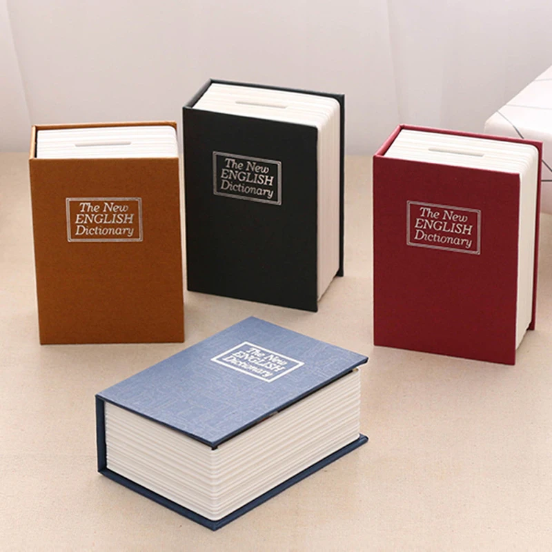 Mini book safe, household dictionary with lock children's piggy bank desktop storage box lockable paper currency storage box