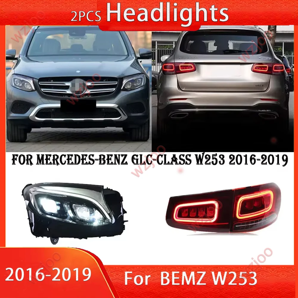 

led Headlight with Taillights For Mercedes Benz GLC260 GLC300 W253 2016-2019 Refit Assembly LED DRL Dynamic Turn Signal Light