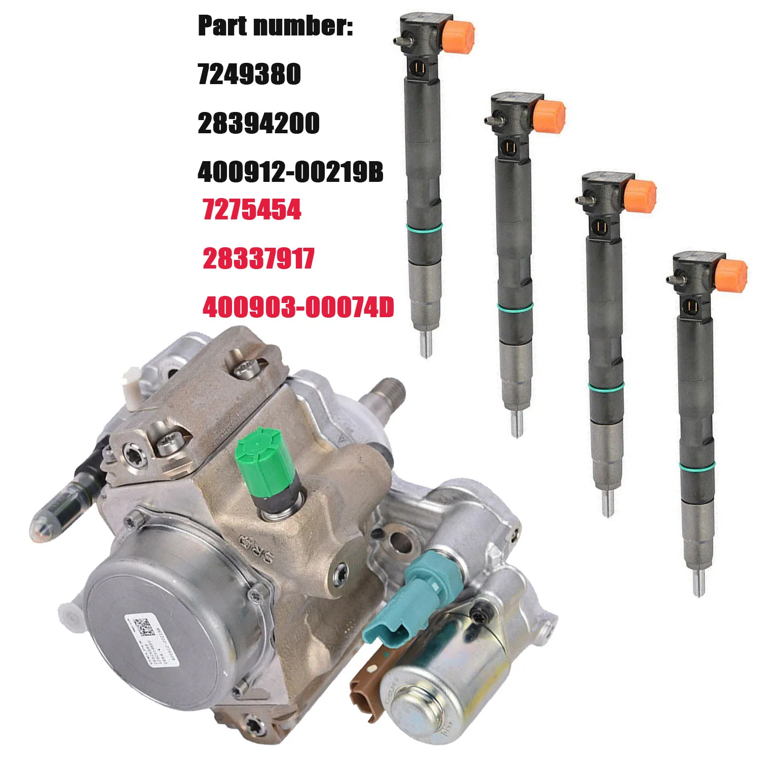 

Engine Fuel Injection Pump & Fuel Injectors 7249380 400912-00219B 7275454 28337917 400903-00074D Fits Doosan Bobcat D18 D24
