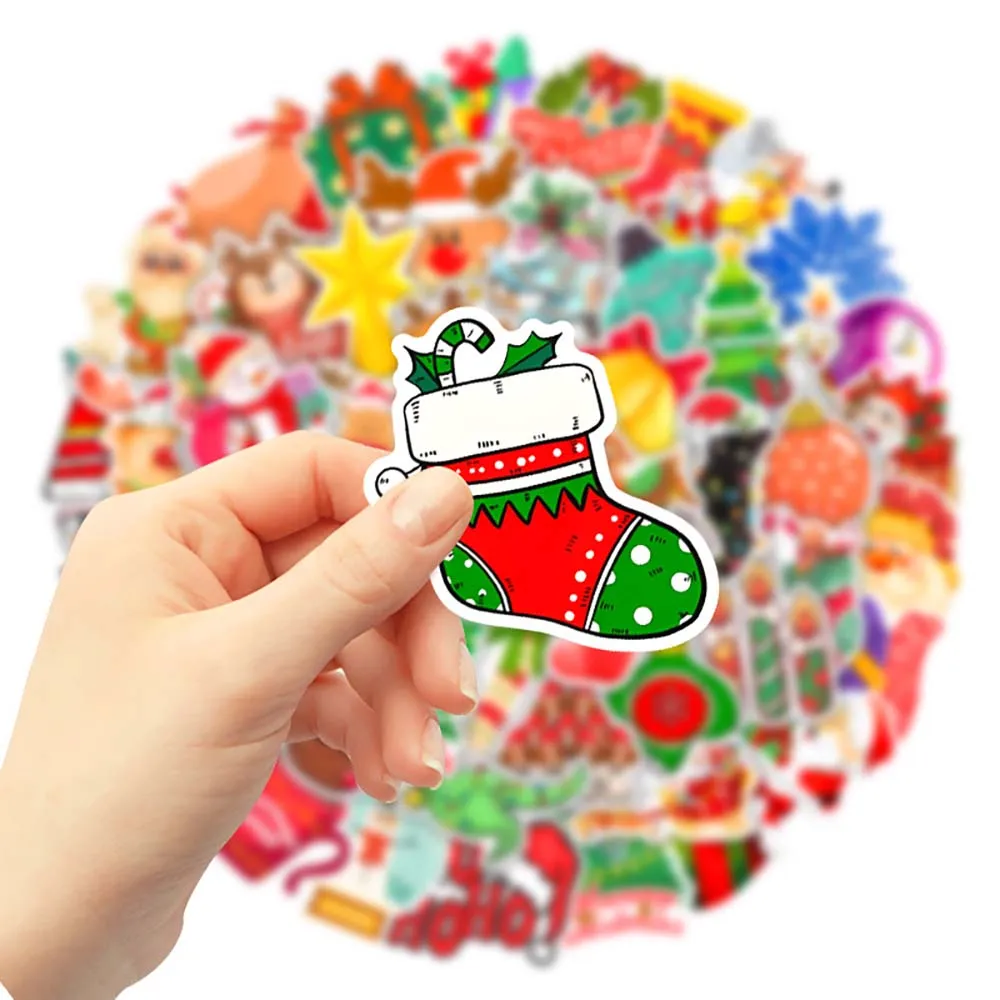 10/50 Pcs Christmas DIY Cartoon Graffiti Waterproof Stickers Bicycle Backpack Suitcase Phone Case Children Toy Decoration Decals