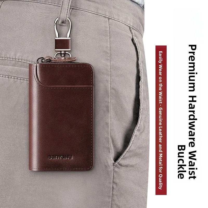 high-end-top-layer-cowhide-key-holder-2026-unisex-car-key-storage-multi-function-card-storage-bucket-shape-soft-polyester