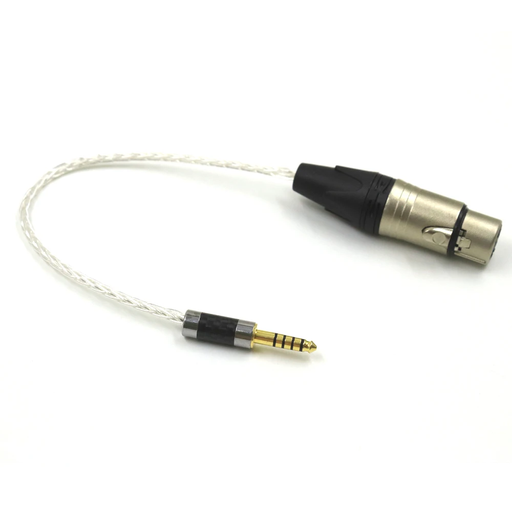 8 Core Silver Audio Cord 4 Pin XLR Balance Female to 4.4mm Male Balance Adapter Cable HiFi Earphone Extension Cable