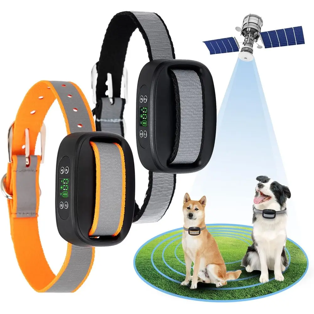 

Беспроводной электронный ошейник-ограждение для собак, электрический тренажер для дрессировки, регулируемая интенсивность сигнала, система ограничения зоны пребывания питомца, подходит для большинства собак (2 ошейника)