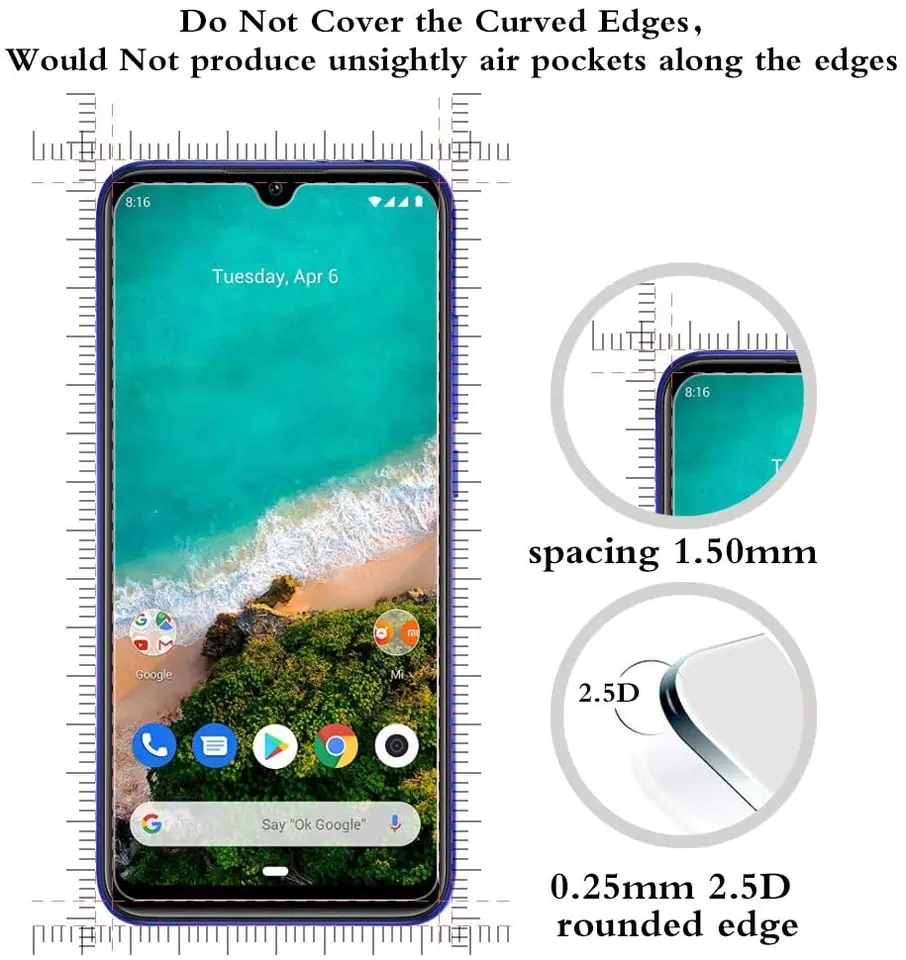 5 Piezas Vidrio Templado para Xiaomi Mi 9 8 SE 9T Pro Max 9 8 A3 A2 Lite 6 6X Mix 2 2S 3 Play Protector de Pantalla 5