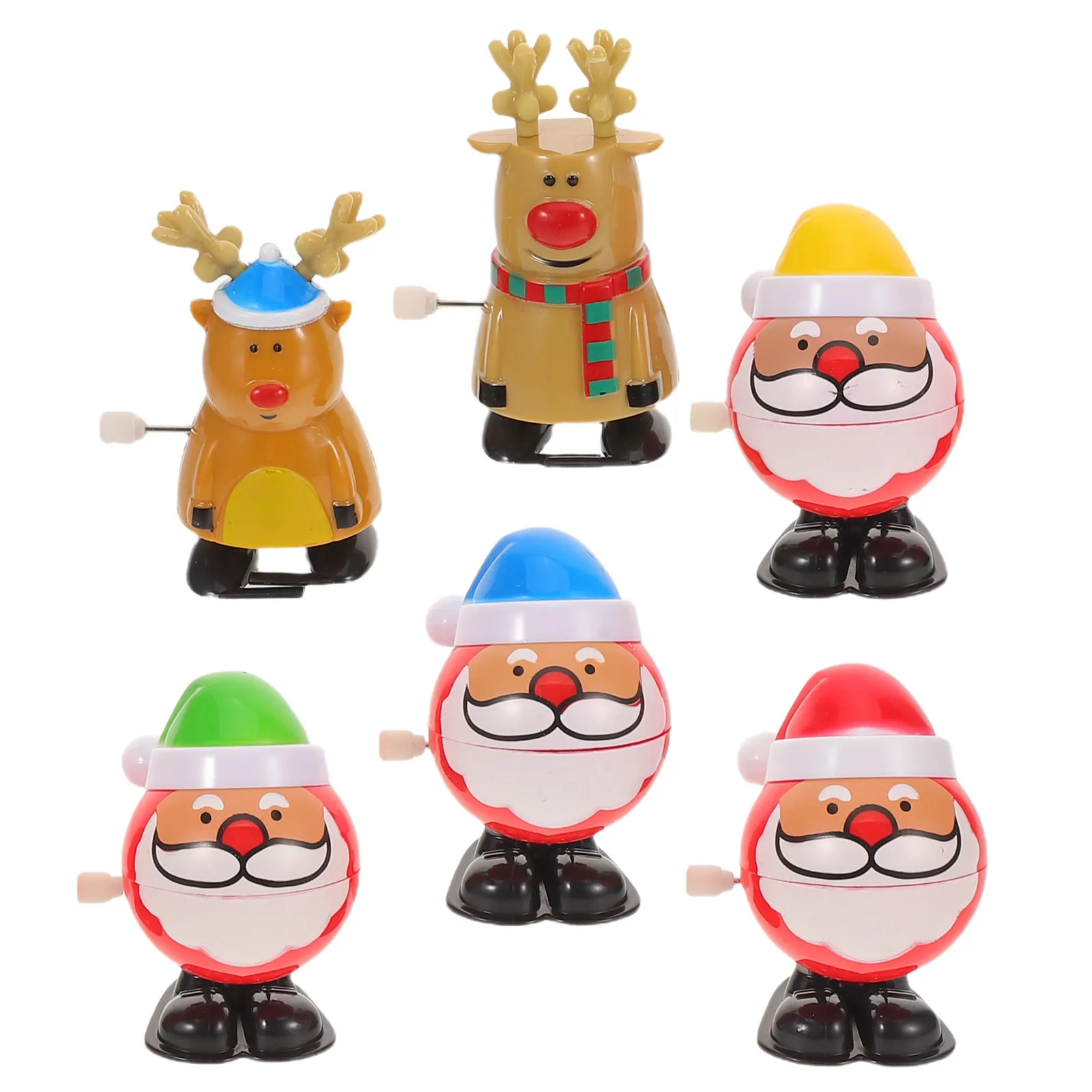 6Pcs Wind Up Christmas Reindeer Novelty Clockwork Animal Retro Holiday Party Favor Miniature Christmas Favors Windup Toys