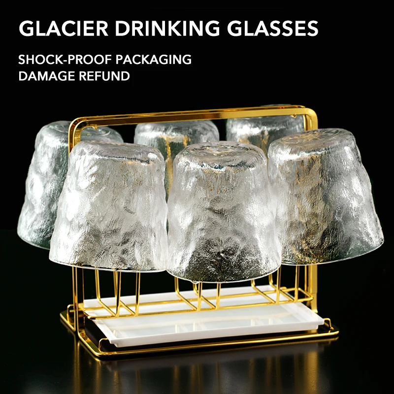 

Romantic Water Glasses Tumblers Hammered Glacier Drinking Glasses Set for Juice,Coffee, Beer, Water, Cocktails, Whiskey