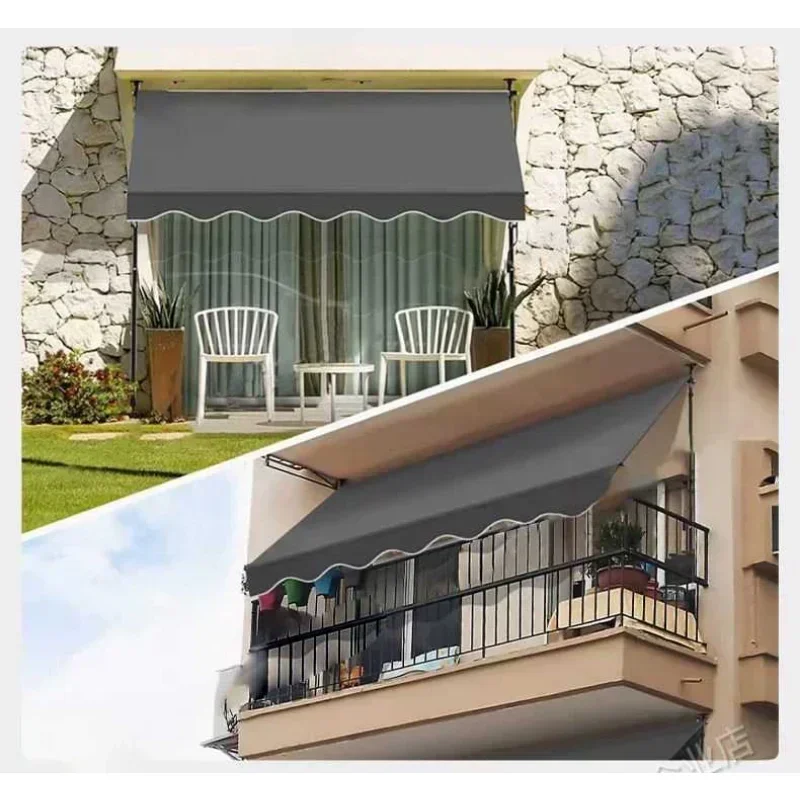 Toldo telescópico plegable para exteriores, sombrilla de techo para jardín, balcón, pérgola, sin necesidad de perforación