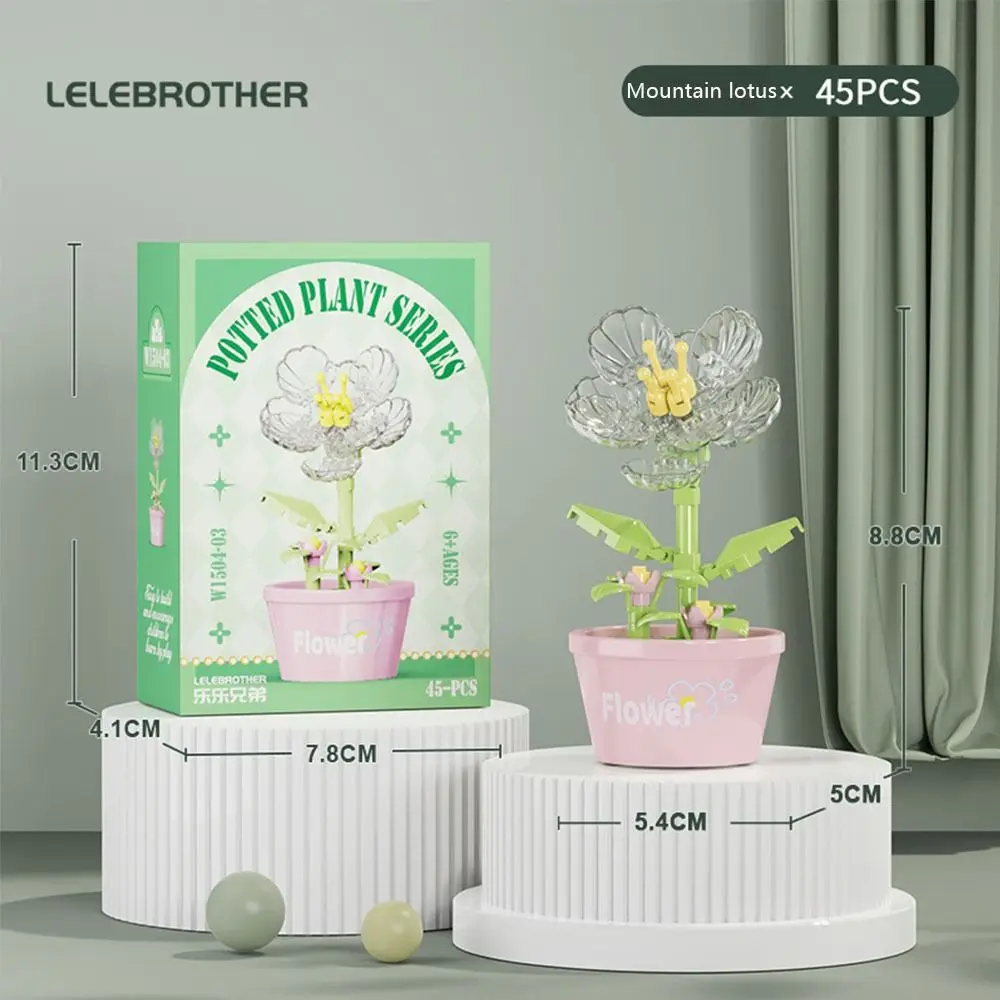 لتقوم بها بنفسك زهرة بوعاء بنة مكتب منزلي ديكور النبات فتاة لعبة الطوب عصاري بوعاء نموذج لعبة باقة أبدية تعليمية