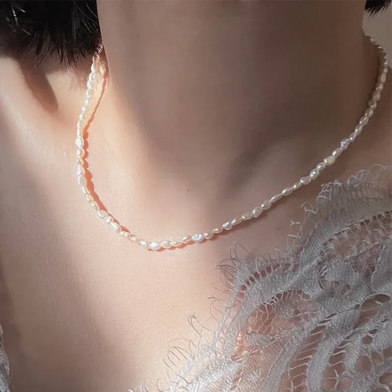 HENGSHENG 4-5mm Barokowe naturalne naszyjniki z pereł słodkowodnych 925 Sterling Silver 40 + 5cm Wisiorek Naszyjniki dla kobiet Biżuteria Prezent