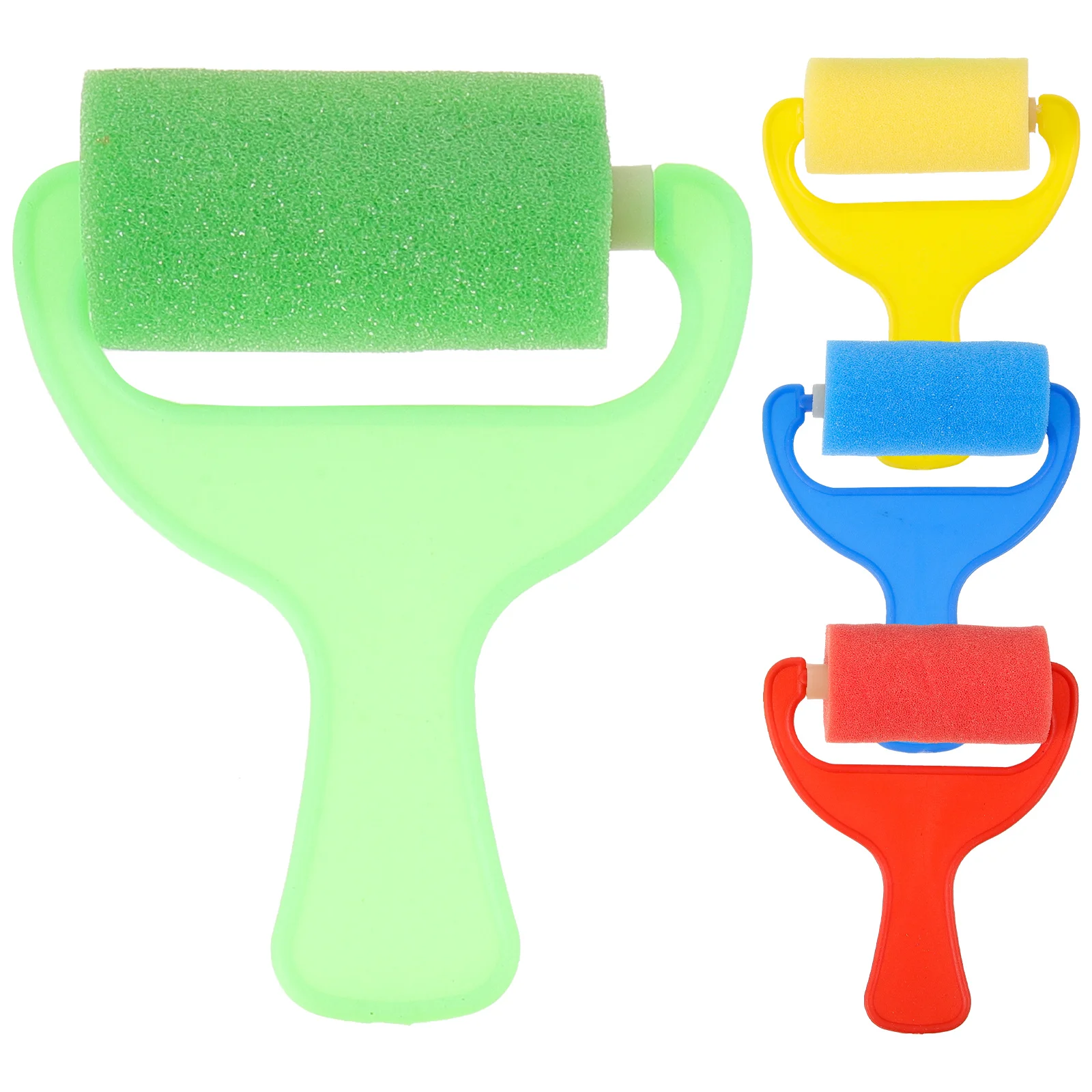 4 Pcs Kids Paint Roller Sponge Brush Brushes Washable for Rollers Painting Round