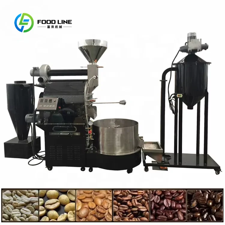 custom made Automatic Coffee Bean Roasting Machine Auto  Gas Hot air Coffee Beans Rotary Drum Roaster for Sale