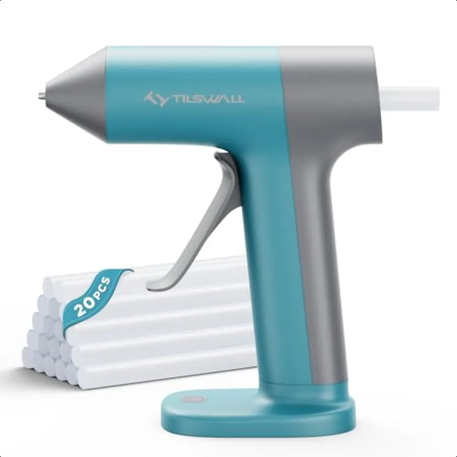 

Cordl Hot Glue Gun Rapid 30s Preheat Mini glue gun and sticks set with 2000mAh TypeC Rechargeable Smart Power Off 20 Premium Gl
