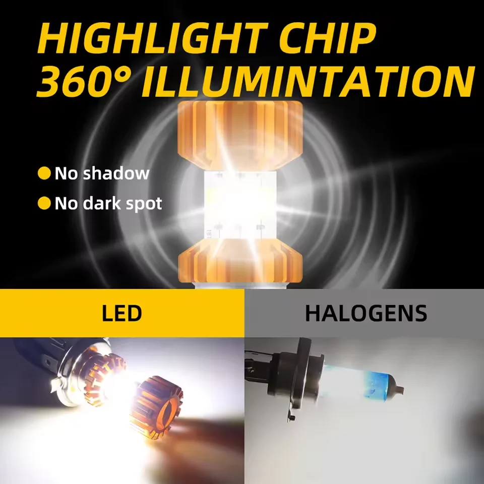 Erruson 40 واط 10000LM دراجة نارية المصباح H4 BA20D CSP 12 فولت LED موتو عالية/منخفضة شعاع Led لمبات السوبر مشرق Autobikee