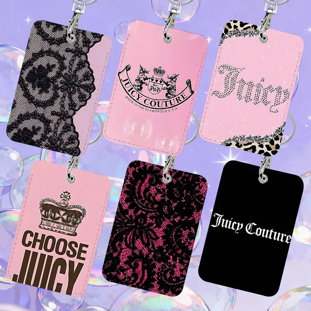 Juicy Couture Leopard 1 tarjetero, caja de almacenamiento de tarjetas de cuero, llavero, portaetiquetas de acceso, tarjetero de identificación, llavero