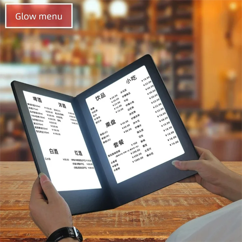 LED Electronic Menu Book Luminous Nightclub Drink Price List Display Board for Bar Customizable Order Sign