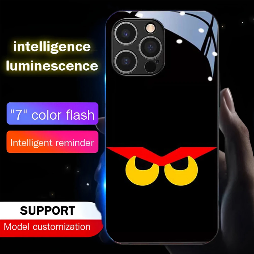 

So Cool Cartoon Eyes Sound Control Чехлы со светодиодной вспышкой Светящаяся стеклянная крышка для Samsung S25 S24 S23 S22 S21 S20 FE Plus Ultra